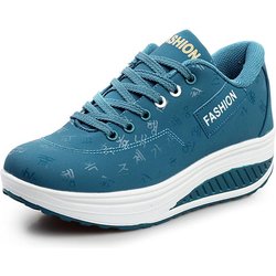 Frauen Mode Sport Bequeme Atmungsaktive Damen Glatte Schuhe Casual Dicken Boden Shake Schuhe 38 blau
