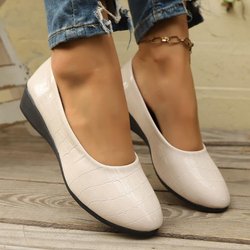 Große, lässige, flache Schuhe mit spitzer, weicher Sohle für Damen, die leichte Einzelschuhe tragen 37 beige