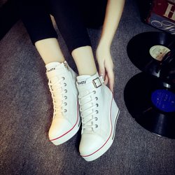Damen Casual Sport Outdoor Büro Schuhe Plattform Freizeitschuhe Keilschuhe High Top Sneakers 39 weiß