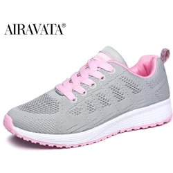Leichte, atmungsaktive Sportschuhe für Damen, die bequeme Mesh-Liebhaber-Turnschuhe laufen lassen 37 rosa/grau