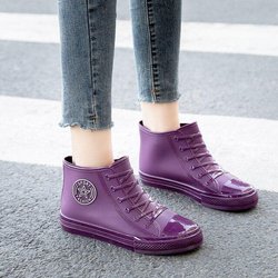 Wasserdichte PVC-Segeltuchschuhe für Damen, Plattform, Knöchel, Regenstiefel, modisch, Outdoor-Regenschuh, Damen, rutschfest, Plus-Baumwolle, Silikonstiefel 40