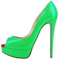 LOSLANDIFEN Sexy Peep Toe Plateau Damen Pumps 14cm Super High Heels Lackleder Schuhe Rot Hochzeit Stilettos Große Größe 43 44 37