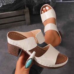Stilvolle klobige Sandalen Sommer Neu Übergröße 43 Pantoletten Stilvolle lässige Pantoletten Zapatos De Mujer Damenschuhe Pantoletten 38 grauweiß