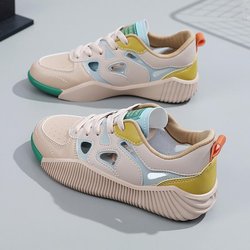 WTEMPO Damen Sommer Hollow atmungsaktive Turnschuhe Outdoor-Sportschuhe Lässige Laufschuhe Rutschfester klobiger Sneaker 40 graue