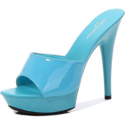 Frauen Schuhe Sandalen Außerhalb Hausschuhe High Heels 13cm Sexy Hohe Plattform Stiletto Damen Party Schuhe 43 blau