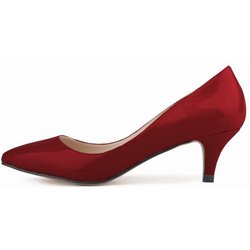 Klassische sexy spitze niedrige Med Kitten Heels Damen Pumps Schuhe Frühling Markendesign Hochzeitskleid 39 wein rot