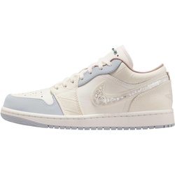 Air Jordan 1 Low Sail Soft Pearl Pailletten Damen-Sneaker Creme Off-Noir Light-Smoke-Grey IH7323-100 36