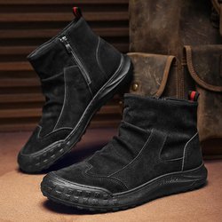 Wasserdichte, schmutzabweisende Retro-Arbeitsstiefel aus Wildleder für Herren für Herbst und Winter 43 schwarz