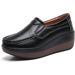 Frühling Damen Lederschuhe Plateauschuhe Freizeitschuhe Atmungsaktive Keil Sneakers weiß schwarz Turnschuhe Strickschuhe 37 schwarz