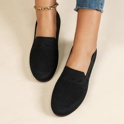 2025 Sommer Europäisches und Amerikanisches Flachboden-Set mit spitzer Spitze, flache Mama-Schuhe mit flacher Öffnung, gestrickt, modisch und vielseitig 40 schwarz