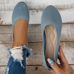 Damen Freizeitschuhe Mode Runde Zehenpartie Flache Schuhe Bequeme Atmungsaktive Mesh Ballerinas 40 hellblaue