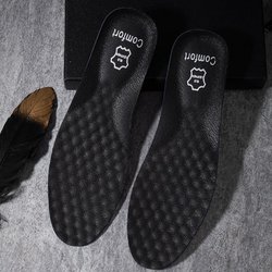Einlegesohlen aus echtem Leder für Herren, atmungsaktive, stoßdämpfende Sport-Einlegesohlen, Schuheinlagen aus Rindsleder für Turnschuhe, Basketball- und Freizeitschuhe 45-46