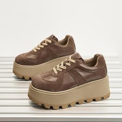 Herbst Sport Plattform Freizeit Board Schuhe Leder Klassisch Retro Vielseitig Forrest Gump Trainingsschuhe Erhöhend Papa Schuhe Frauen 37 braun
