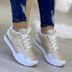 Frauen Turnschuhe Casual Sport Schuhe Leder Patchwork Plattform Turnschuhe Laufen Outdoor Wanderschuhe 41 elfenbein