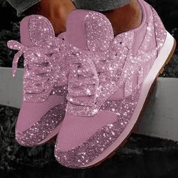 Glänzende Glitzer Sportschuhe atmungsaktiv Bling Casual Sneakers Damen Frühling Sommer Damen rot blau Komfort Schnürlaufschuhe 42 rosa