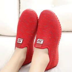 Atmungsaktive Sport-Laufschuhe für Damen Frühlings- und Herbst-Stoffschuhe Rutschfeste Freizeitschuhe 36 rot