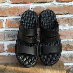 WTEMPO Sommer-Sandalen für Herren, lässig, dicker Boden, weicher Boden, rutschfeste Hausschuhe, modische Wanderschuhe, Strandschuhe für den Strand im Freien 44 schwarz