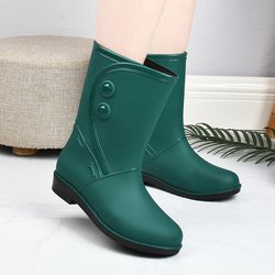 Regenstiefel Damen Zwischensohle Modisch und Rutschfest Regenstiefel Warm und Baumwolle Erwachsene Regenstiefel Outdoor Wasserschuhe, Küche Wasserdichte Schuhe 40