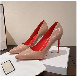 Mode Echtes Leder Damenschuhe Spitzschuh Rote Untere Designer Pumps High Heels Schuhe Frau Stiletto Heels Party Schuhe Mit box 38