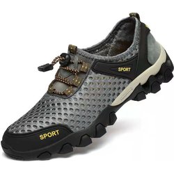 Herren Mesh Atmungsaktive Watschuhe Sommer Sport und Freizeit Laufschuhe Koreanische Version von Kletterschuhen Papa Arbeitsschuhe Ehemann Netzschuhe 44 grau