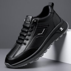 2024 Herren Freizeitschuhe aus Leder - Frühling/Herbst, Jugendtrend, Dicke Sohle, All-Match-Weiß, Style 9575 Size 44