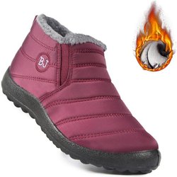 Ultrawarme Winterstiefel - Rutschfeste Dicke Sohle, Arktisgradig Isolierte Schneestiefel, Niedriger Absatz, Runde Zehenpartie, Outdoor-Wandern Einfarbig, Wanderstiefel 39 dunkelrote