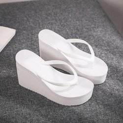 Damenschuhe Komfort Sommer Damen Keilabsatz Plateau Hausschuhe Outdoor Sports Strand Flip-Flops Offene Zehen Freizeitschuhe 2025 37 weiß