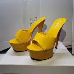 15 cm Absatz 5 cm Plattform Leder Tuote Dünne High Heels Sexy Schwarze Plattform Ultrahohe Sandalen Weibliche 43