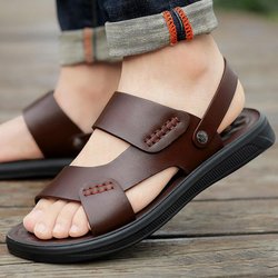 Strandschuhe Herren Sommer Outdoor Rutschfeste Mode Vielseitige Casual Herren Sandalen Hausschuhe Dual Zweck 45 braun