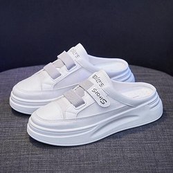 Kleine weiße Schuhe gewickelt Kopf Halb Hausschuhe Sommer All-Match Damen Oberbekleidung atmungsaktive Schuhe 40 grau
