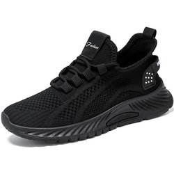Modische Wanderschuhe für Damen, leicht, sportlich, rutschfest, lässig, atmungsaktiv, Mesh-Sneaker, Tennis-Trainer, Outdoor-Sportschuhe 36 schwarz