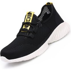 Sommer-Sicherheitsschuhe, schwarze Arbeitsschuhe mit Eisenkappe, durchtrittsichere, leichte Arbeitsschuhe, atmungsaktive Sicherheits-Arbeits-Sneaker für Männer und Frauen 40