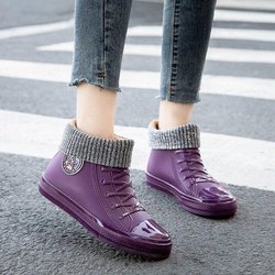 Wasserdichte PVC-Segeltuchschuhe für Damen, Plattform, Knöchel, Regenstiefel, modisch, Outdoor-Regenschuh, Damen, rutschfest, Plus-Baumwolle, Silikonstiefel 41