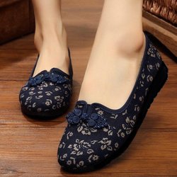 Mom Single Schuhe Mesh Schuhe Ethno-Stil Damenschuhe Stoffschuhe Freizeitschuhe Damen Alte Peking Stoffschuhe Arbeitsschuhe 40 blau