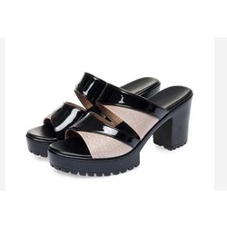 Sandalen Damen tragen Fischmaulschuhe Hochhackige Blockabsatz Plateau-Plateau Mamaschuhe Draußen Der Sommer 40 schwarz
