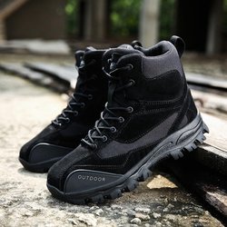 Taktische Kampfstiefel Herren Wanderstiefel Echtleder Bergsteigerschuhe 45 schwarz