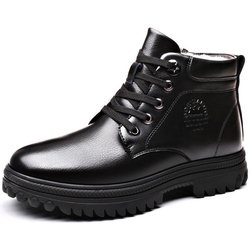 Winter Herren Lederstiefel Wolle Innenverdickung High-Top Warme Stiefeletten Business Lederschuhe Schneestiefel 42
