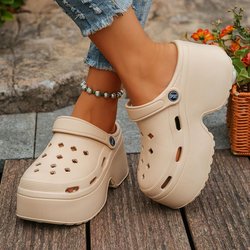 Damen Chunky Plateau Sandalen 2024 Sommer Weiche Dicke Sohle DIY Clogs Gartenschuhe Frau Geschlossene Zehe Rutschfeste Strand Slides Sandalen 37-38 khaki