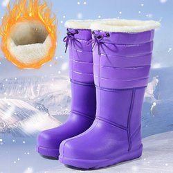 Extra dicke Schneestiefel aus Schaumstoff, hohe, wasserdichte und rutschfeste Winterstiefel 36 violett