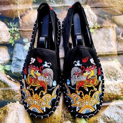 Männliche alte Peking-Stoffschuhe im chinesischen Stil ethnisch bestickte Segeltuchschuhe Mental Guy trendige lässige Segeltuchschuhe 45