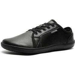 Weitschnitt Leder Casual Barfußschuhe für Herren & Damen - Übergröße verfügbar 44 schwarz