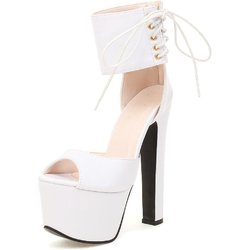 Mode Luxus Sandalen Frauen Sommer Plattform Sexy Ankle Straps Party Tanz Schuhe High Heels Stripper Fetisch Schuhe Weibliche Große Größe 44 36 weiß