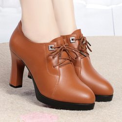 Neue High Heels mit Schnürung, rutschfest, höhenverstellbar, weiches Leder, elegante Damen-Lederschuhe 39