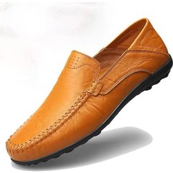 Lässige Sommerschuhe für Herren, leichte, bequeme schwarze flache Schuhe, Halbschuhe aus Leder 47 gelb