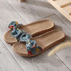 Sommer Damen Cord Schleife Leinen Drag Plateauschuhe handgemachte atmungsaktive verschleißfeste Schlafzimmer Boden Hausschuhe 39-40 grün