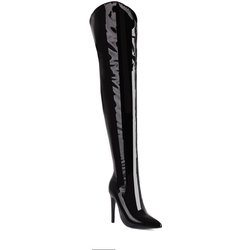 Overknee-Stiefel mit Plüschfutter Sexy Stiefel für Damen mit spitzen hohen schlanken Absätzen Glänzendes Lackleder Seitliche Reißverschlüsse 44