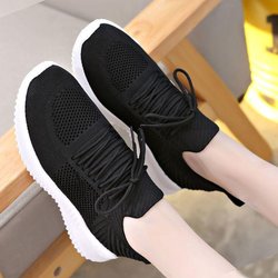 Frühling Sommer Mesh Frauen Gestrickte Octopus Sneakers Mom Leichte Low Top Sport Anti Rutsch Laufschuhe 40 schwarz