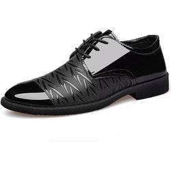 Frühling Herren glänzende Lederschuhe Jugend Business British Schwarz Casual Atmungsaktive formelle Lederschuhe Hochzeitsschuhe 39