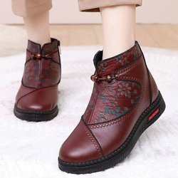 Damen Winterstiefeletten mit Kunstfellfutter, rutschfeste Stiefeletten aus PU-Leder, warme Schneestiefel für Damen, bequeme Plateau-Kurzstiefel mit seitlichem Reißverschluss 40