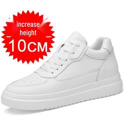 Herren Atmungsaktive Skate-Sneaker - 10cm Unsichtbarer Absatz, Dicke Sohle, Weiße Freizeitschuhe Size 42